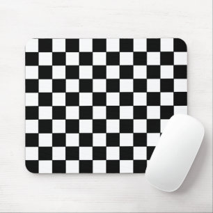 Checkered White and Black Mouse Pad