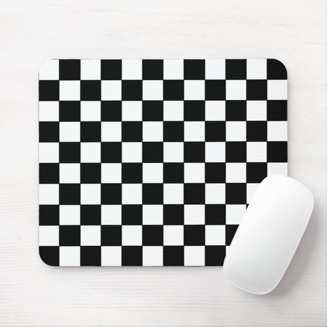 Checkered White and Black  Mouse Pad (With Mouse)