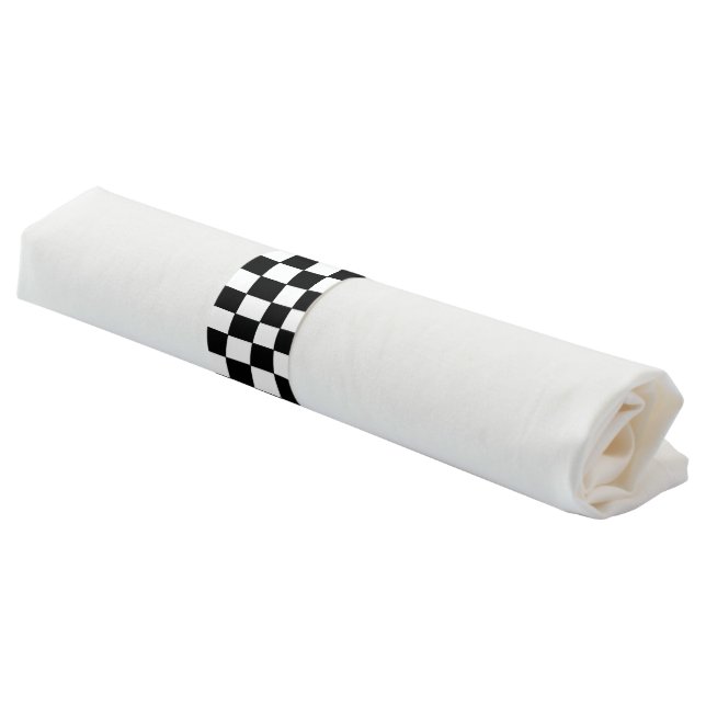Checkered White and Black  Napkin Bands (Angled)