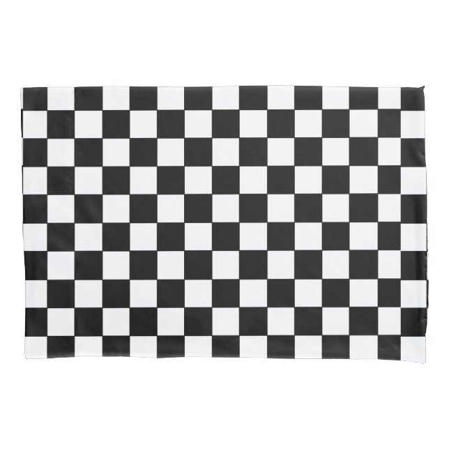 Checkered White and Black  Pillow Case (Front)