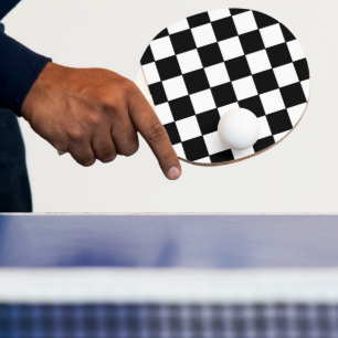 Checkered White and Black Ping Pong Paddle