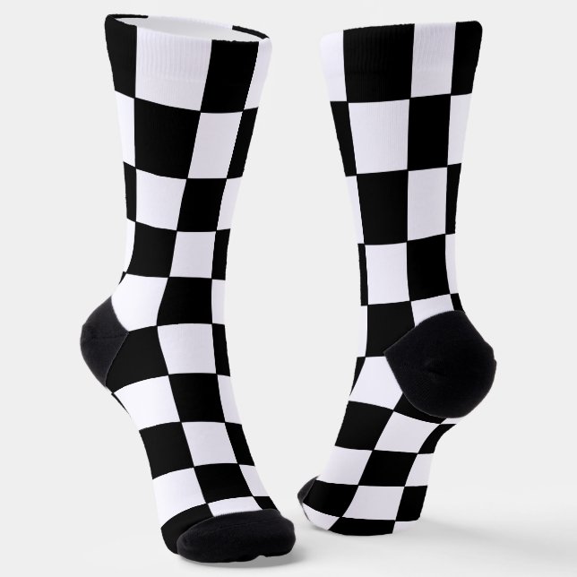 Checkered White and Black  Socks (Angled)