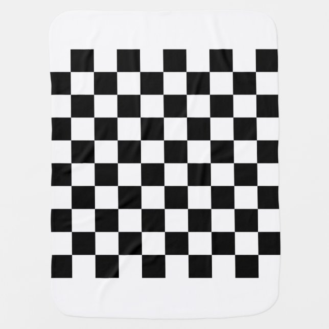 Checkered - White and Black Swaddle Blanket (Front)