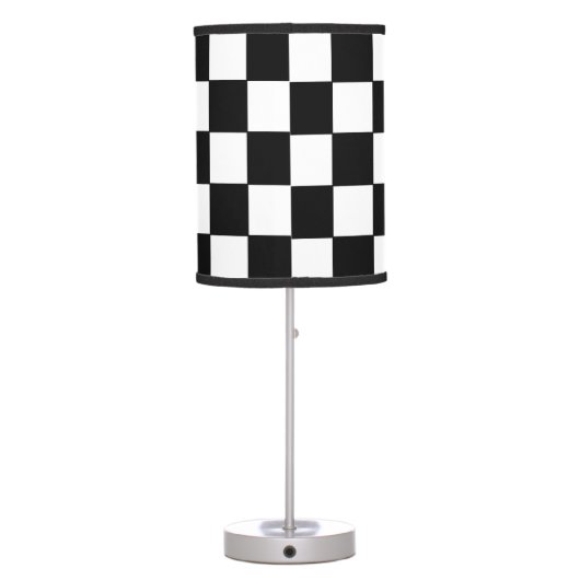 Checkered White and Black Table Lamp (Back)