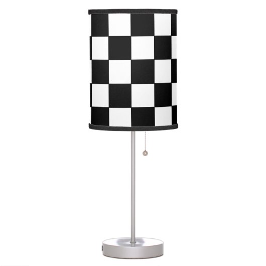 Checkered White and Black Table Lamp (Left)