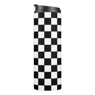 Checkered White and Black Thermal Tumbler