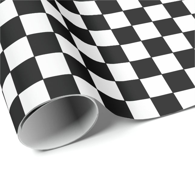 Checkered White and Black  Wrapping Paper (Roll Corner)