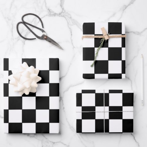 Checkered White and Black  Wrapping Paper Sheets