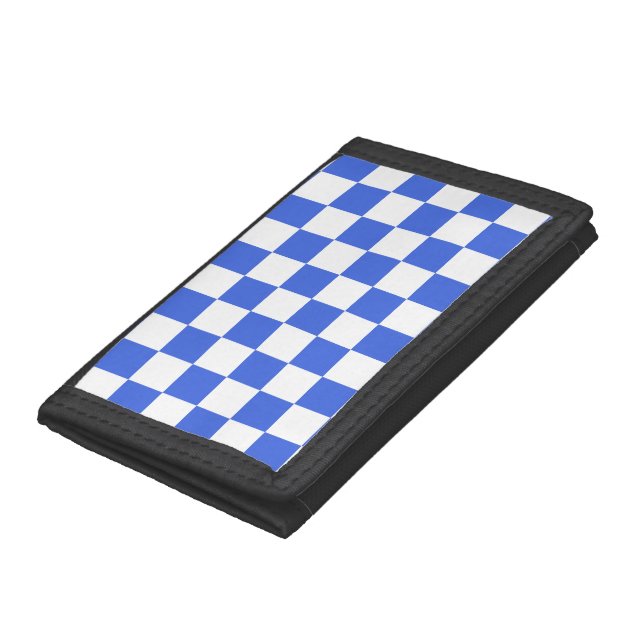 Checkered - White and Royal Blue Trifold Wallet (Bottom)