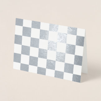Checkered White and Silver Foil Card