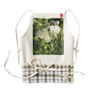 Checkered White Butterfly Zazzle HEART Apron