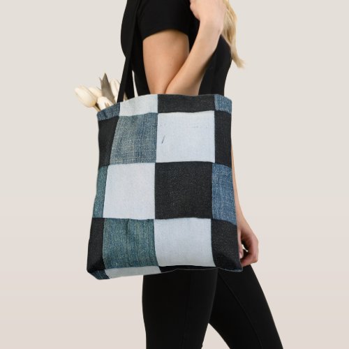 Checkered womens shopping bag