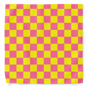 Checkered Yellow and Pink Bandana