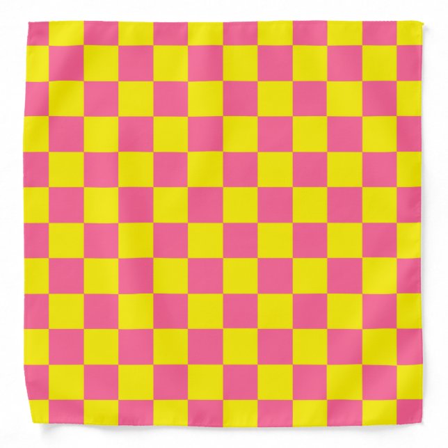Checkered Yellow and Pink Bandana (Front)