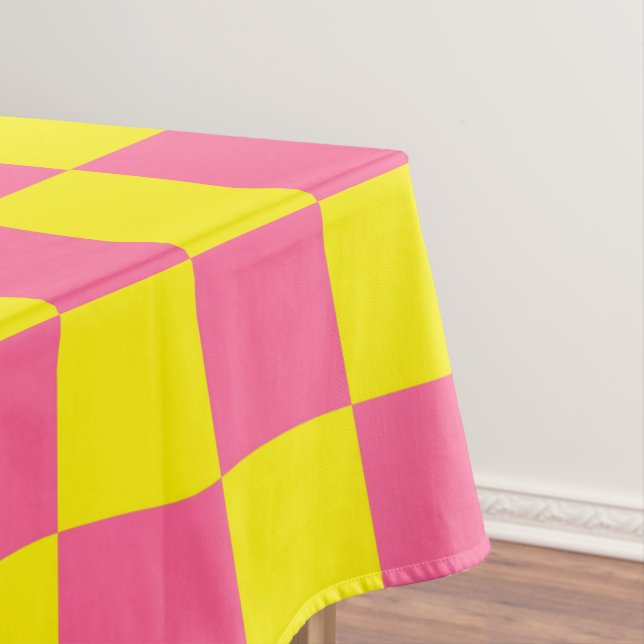 Checkered Yellow and Pink Tablecloth (In Situ)