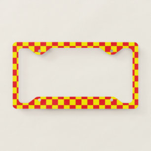 Checkered Yellow and Red License Plate Frame