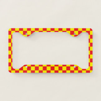 Checkered Yellow and Red License Plate Frame
