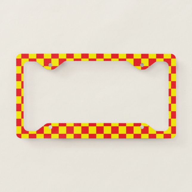 Checkered Yellow and Red License Plate Frame (Front)