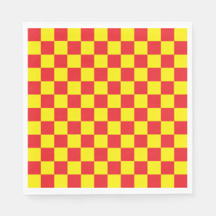 Checkered Yellow and Red Paper Napkins