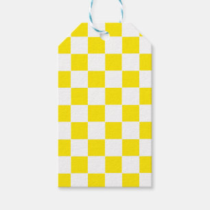 Checkered yellow and White Gift Tags