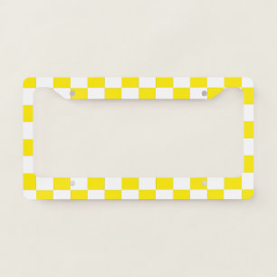 Checkered yellow and White License Plate Frame