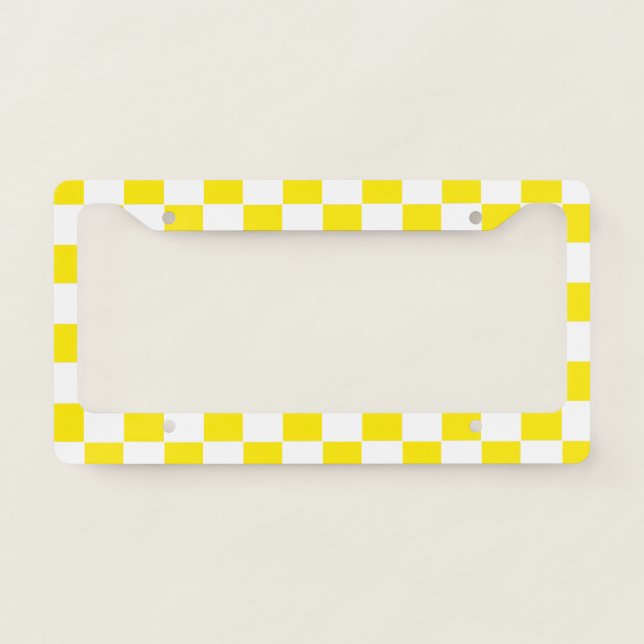 Checkered yellow and White License Plate Frame (Front)