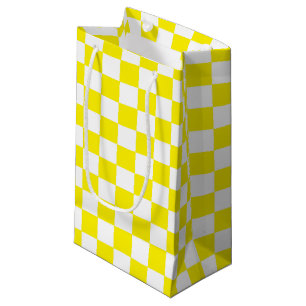 Checkered Yellow and White Small Gift Bag