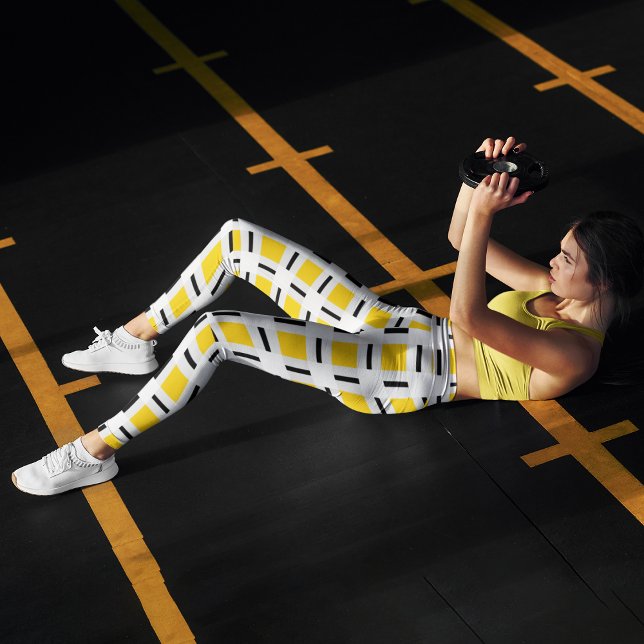 Checkered Yellow Capri Leggings (Creator Uploaded)