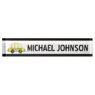 Checkered Yellow New York City Taxi Cab NYC Desk Name Plate