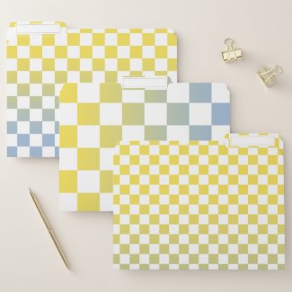Checkered Yellow to Light Blue Gradient Pattern File Folder
