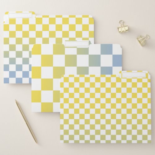 Checkered Yellow to Light Blue Gradient Pattern File Folder