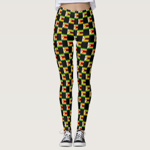 Checkered Zimbabwe Flag Pattern Leggings