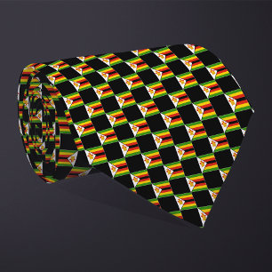 Checkered Zimbabwe Flag Pattern  Neck Tie