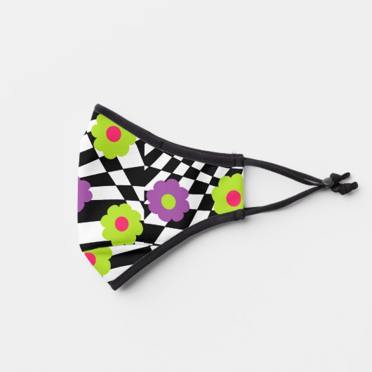 Checkers and Flowers Face Mask Daisy Checks Mask (Left)