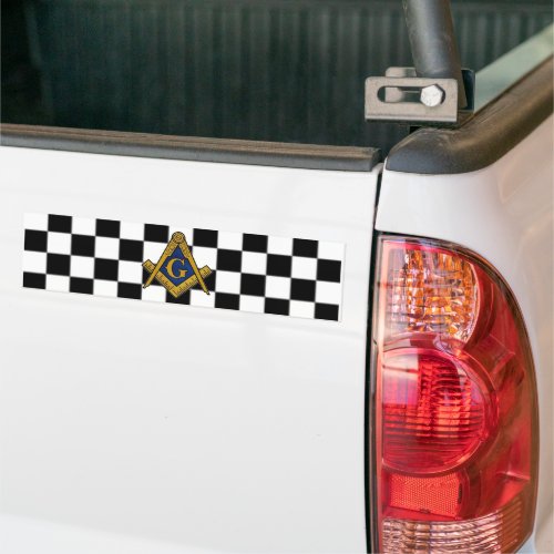 Checkers Masonic Freemasons Square and Compass Bumper Sticker