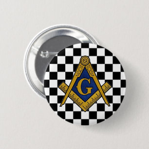 Checkers Masonic Freemasons Square and Compass Button