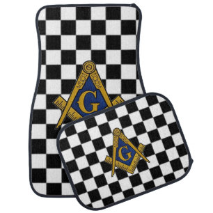 Checkers Masonic Freemasons Square and Compass Car Floor Mat