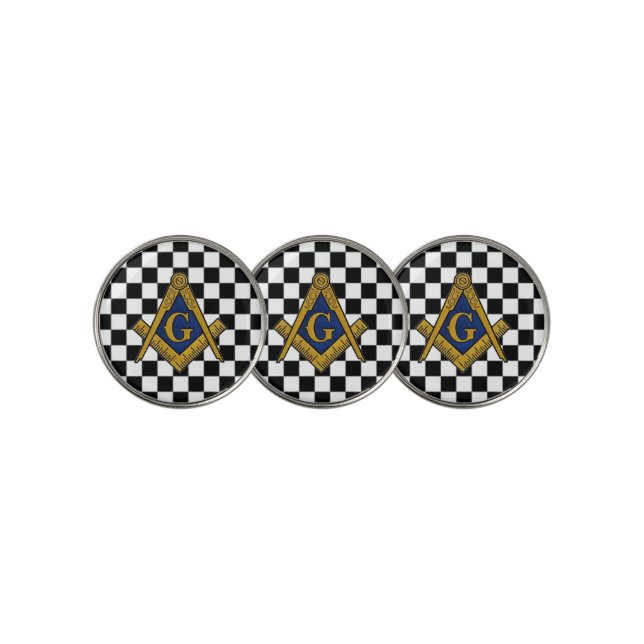 Checkers Masonic Freemasons Square and Compass Golf Ball Marker (3 Up)