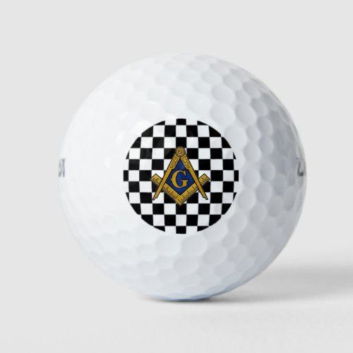 Checkers Masonic Freemasons Square and Compass Golf Balls