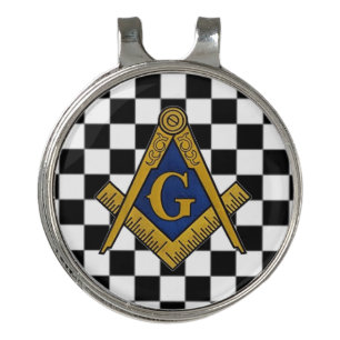 Checkers Masonic Freemasons Square and Compass Golf Hat Clip