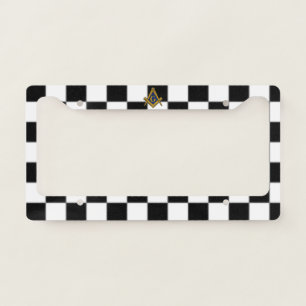 Checkers Masonic Freemasons Square and Compass License Plate Frame