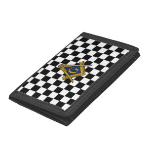 Checkers Masonic Freemasons Square and Compass Tri-fold Wallet