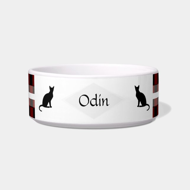 Checkers Personalizable  Cat Food Bowl (Front)