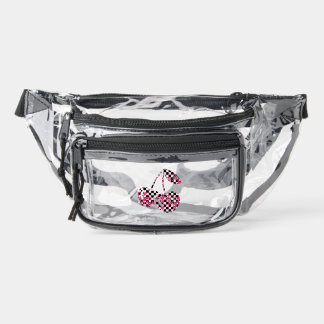 Checkers & Pink Hearts Patterned Cherries Big Clear Fanny Pack