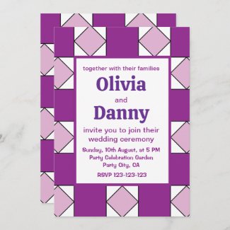 Checkers Purple Square Diamond Checkers Wedding