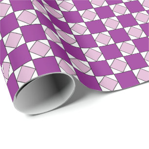 Checkers Purple Square Diamond Checkers Wrapping Paper