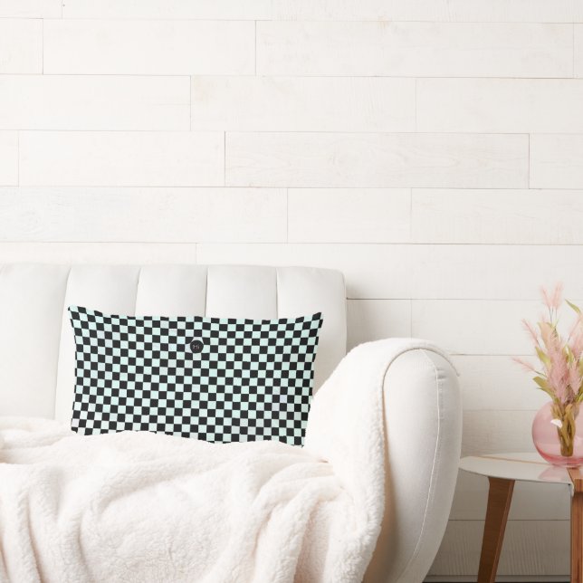 Checkers with a Green Blush Lumbar Pillow (Couch)