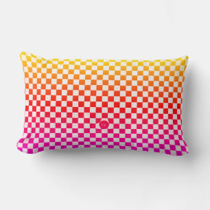 Checkers with a Rainbow of Bright Colors Lumbar Pillow