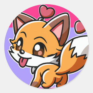 Checkie Cute Kawaii Chibi Fox Classic Round Sticker