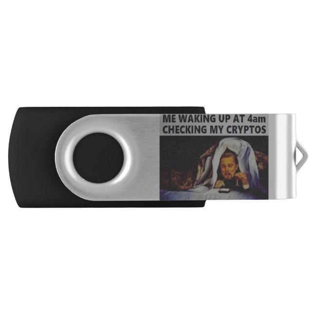 Checking cryptos at 4am meme - funny flash drive (Front)